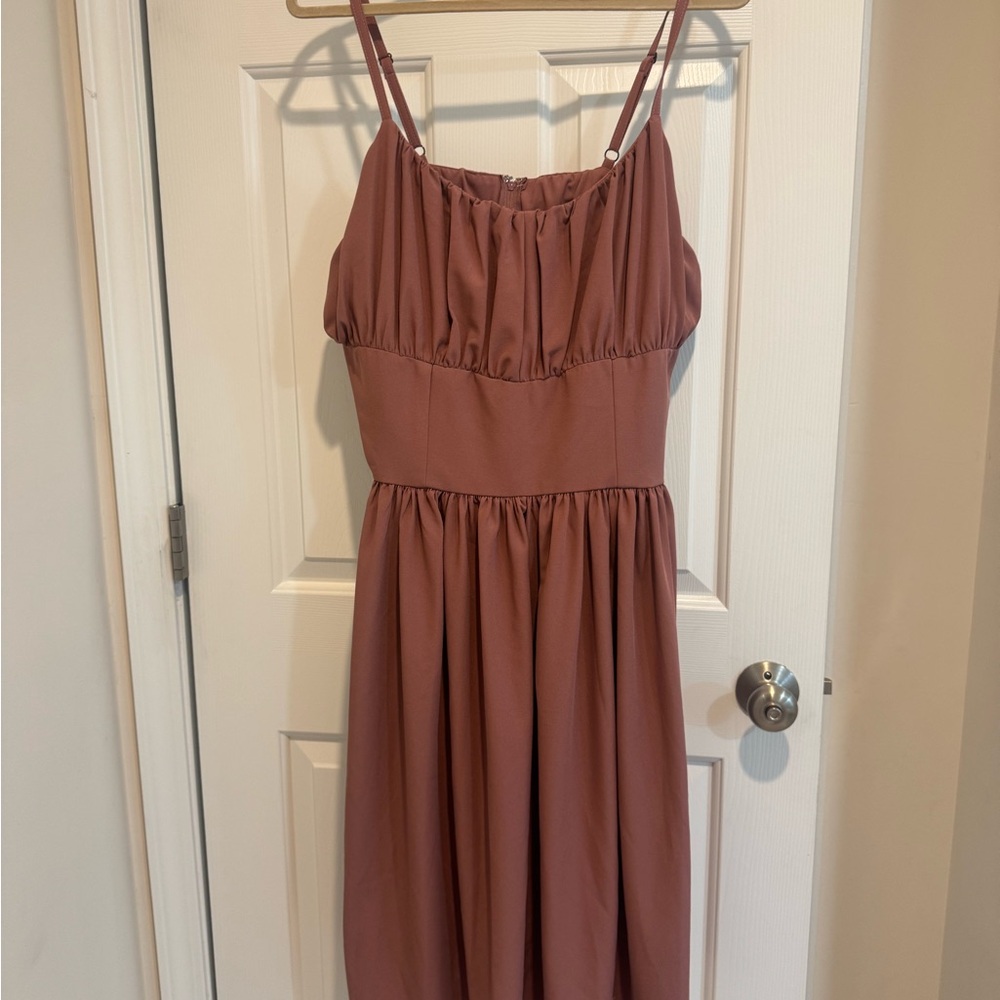 Pinup Couture Dusty Rose Midi Spaghetti Strap Dress
